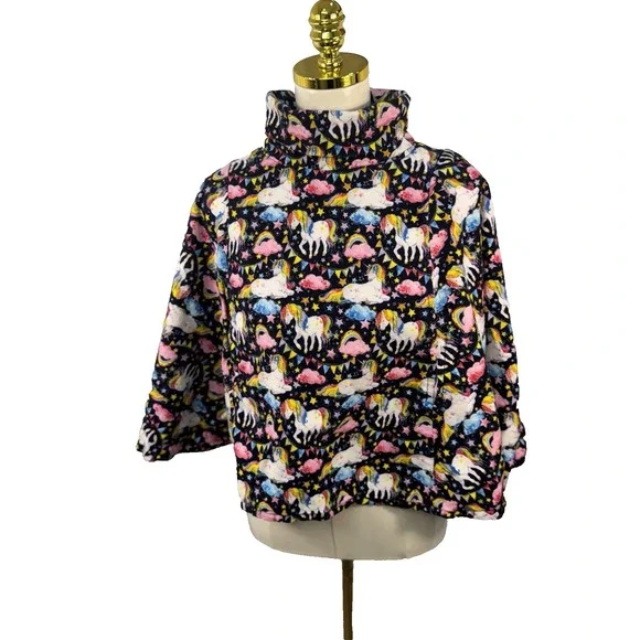 Children's Girls Unicorn Handmade Poncho Turtleneck Sweater - Picture 1 of 10